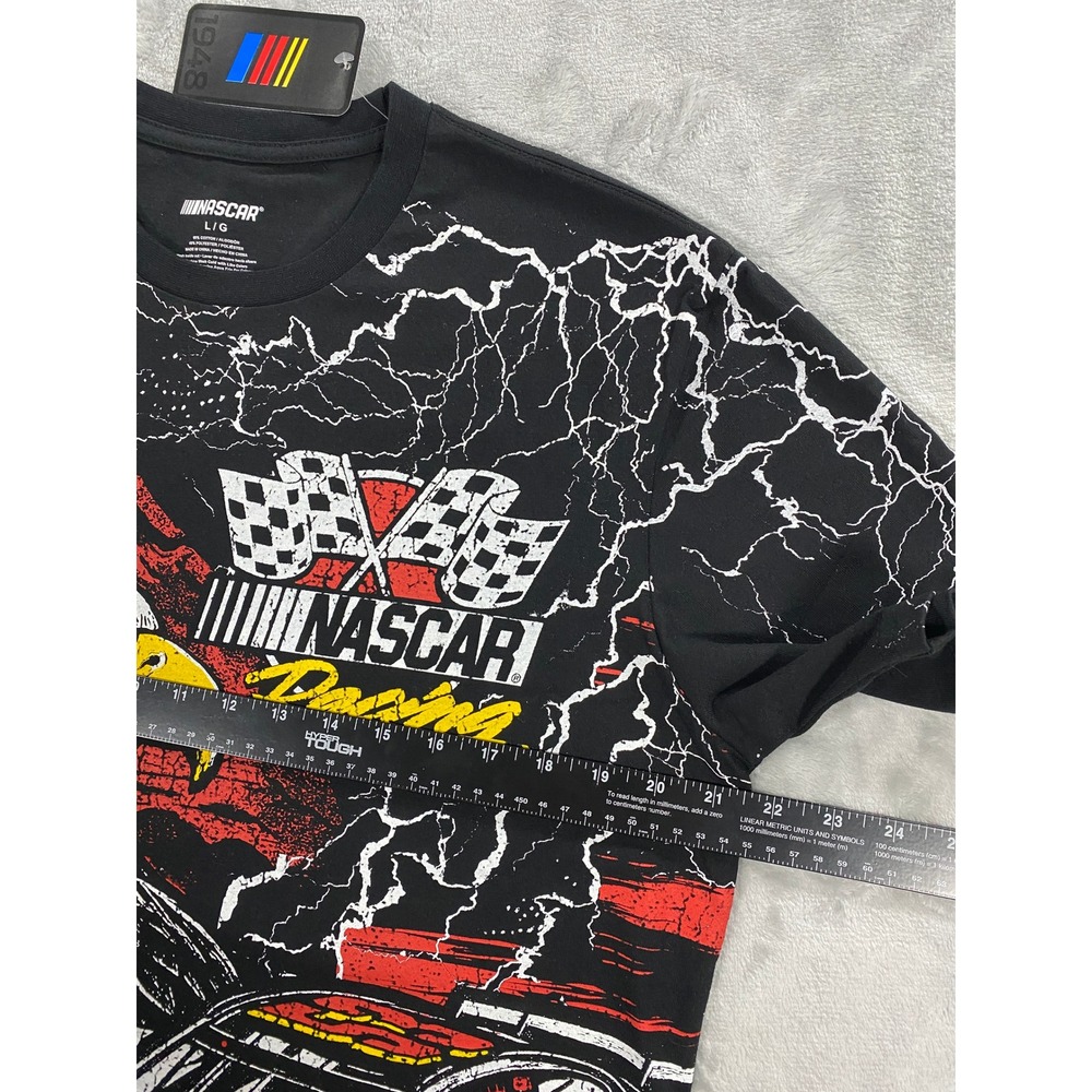 NASCAR 1948 Racing Eagle Lightning T-Shirt Men L Black RaceCar Checkered America - Picture 4 of 6